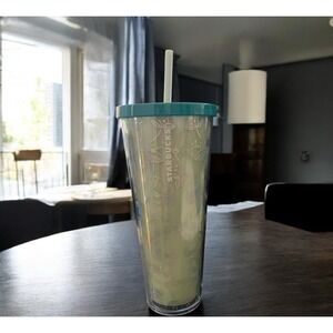 Starbucks Holiday 2022‎ Iridescent Deer Fox Lace 24oz Cold Cup Tumbler Lid Straw